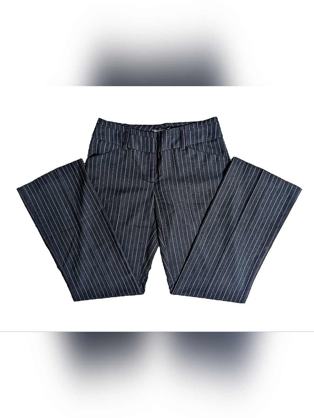 Vintage NY&Co Y2K Black Pinstripe Wide Leg Trouser Pants Size 4